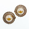 Vintage 925 Sterling Silver Pearl & Marcasites Clip-On Earrings