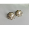 VINTAGE 925 STERLING SILVER PEARL & MARCASITES CLIP-ON EARRINGS