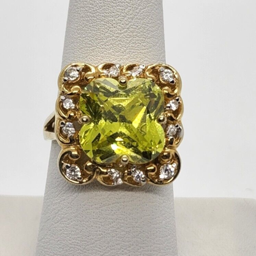 925 Sterling Silver Aquamarine & CZ Ring Size 8