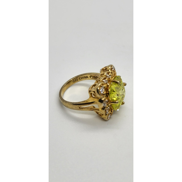 925 Sterling Silver Aquamarine & CZ Ring Size 8