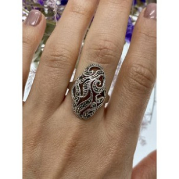 Vintage 925 Sterling Silver Marcasites Ring Size 10.25