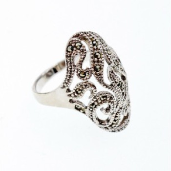 Vintage 925 Sterling Silver Marcasites Ring Size 10.25