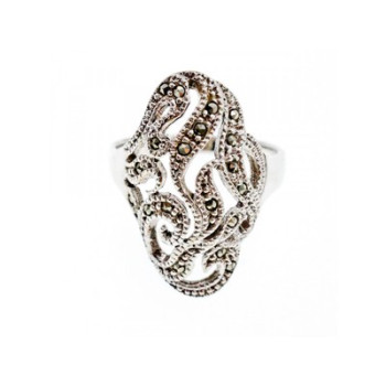 Vintage 925 Sterling Silver Marcasites Ring Size 10.25