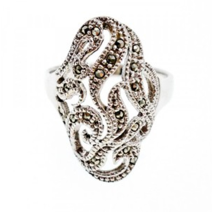Vintage 925 Sterling Silver Marcasites Ring Size 10.25