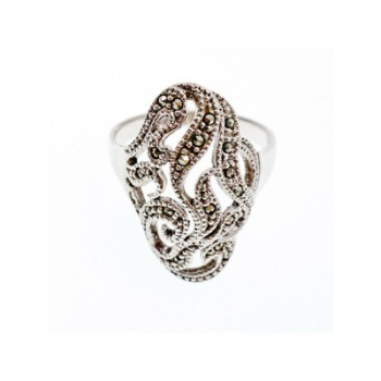 Vintage 925 Sterling Silver Marcasites Ring Size 10.25