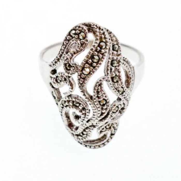 Vintage 925 Sterling Silver Marcasites Ring Size 10.25