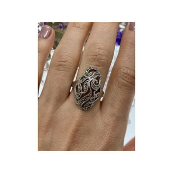 Vintage 925 Sterling Silver Marcasites Ring Size 10.25