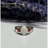 925 Sterling Silver Opal & Hessonite Ring Size 8