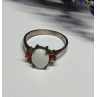 925 Sterling Silver Opal & Hessonite Ring Size 8