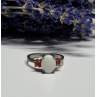 925 Sterling Silver Opal & Hessonite Ring Size 8