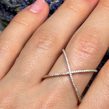 925 Sterling Silver Gold Plated CZ Ring Size 8