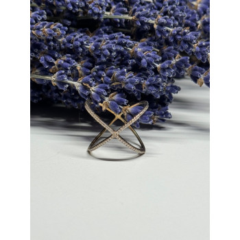 925 Sterling Silver Gold Plated CZ Ring Size 8