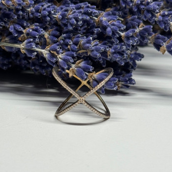 925 Sterling Silver Gold Plated CZ Ring Size 8