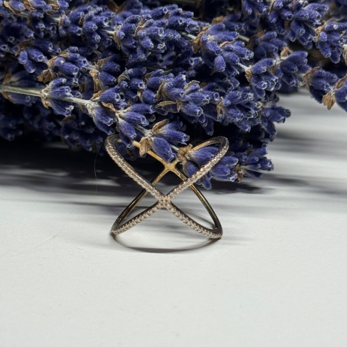 925 Sterling Silver Gold Plated CZ Ring Size 8