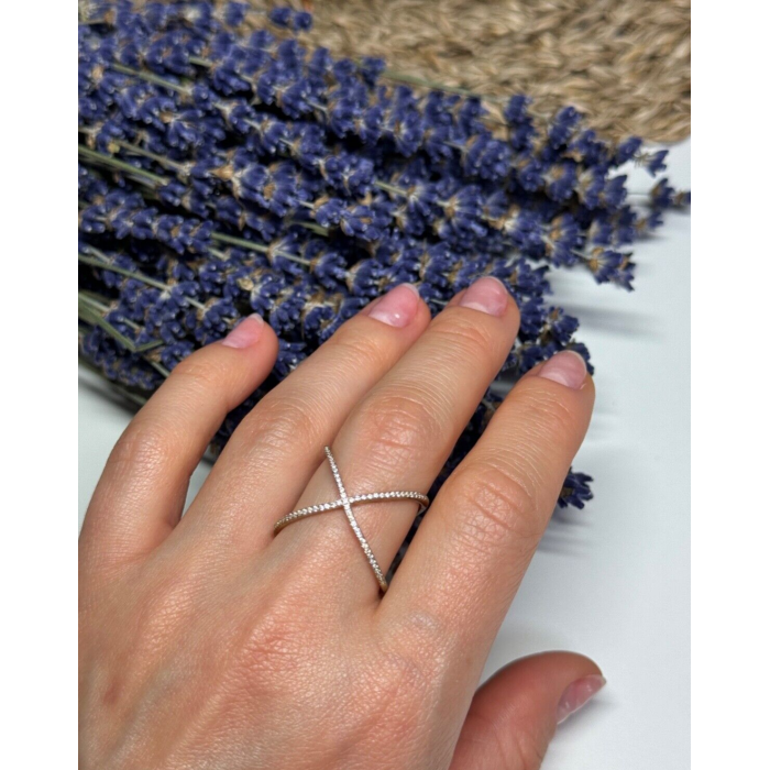 925 Sterling Silver Gold Plated CZ Ring Size 8