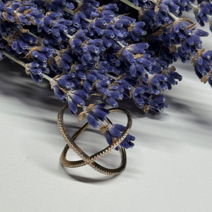 925 Sterling Silver Gold Plated CZ Ring Size 8
