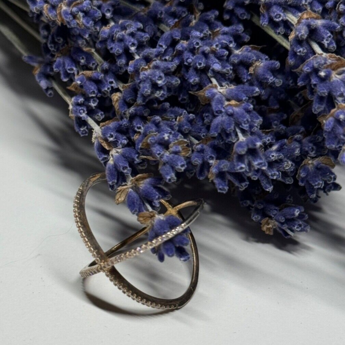 925 Sterling Silver Gold Plated CZ Ring Size 8