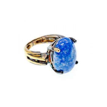 Vintage 925 Sterling Silver Gold Plated Larimar Ring Size 5.5