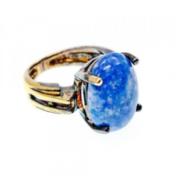 Vintage 925 Sterling Silver Gold Plated Larimar Ring Size 5.5