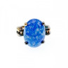 Vintage 925 Sterling Silver Gold Plated Larimar Ring Size 5.5