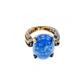 Vintage 925 Sterling Silver Gold Plated Larimar Ring Size 5.5