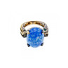 Vintage 925 Sterling Silver Gold Plated Larimar Ring Size 5.5