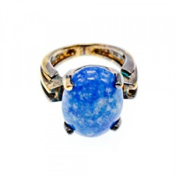 Vintage 925 Sterling Silver Gold Plated Larimar Ring Size 5.5