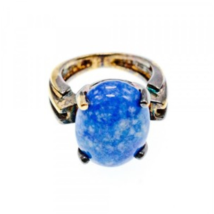 Vintage 925 Sterling Silver Gold Plated Larimar Ring Size 5.5