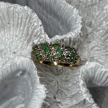 10K Yellow Gold Ring Emerald & Diamond Size 6