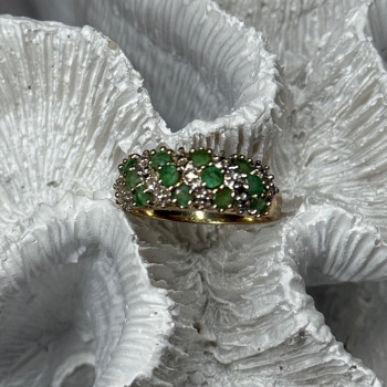 10K Yellow Gold Ring Emerald & Diamond Size 6