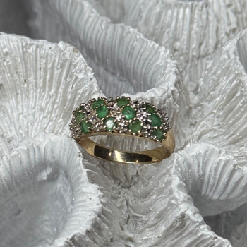 10K Yellow Gold Ring Emerald & Diamond Size 6