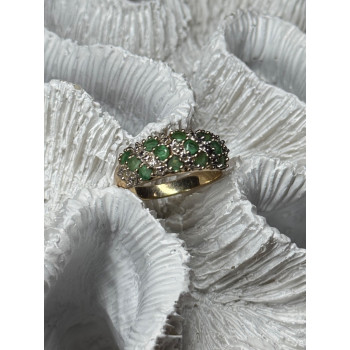10K YELLOW GOLD RING EMERALD & DIAMOND SIZE 6