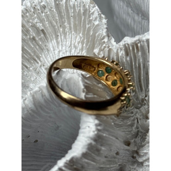 10K YELLOW GOLD RING EMERALD & DIAMOND SIZE 6
