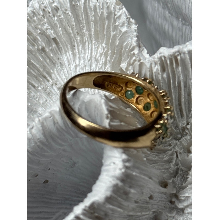 10K YELLOW GOLD RING EMERALD & DIAMOND SIZE 6