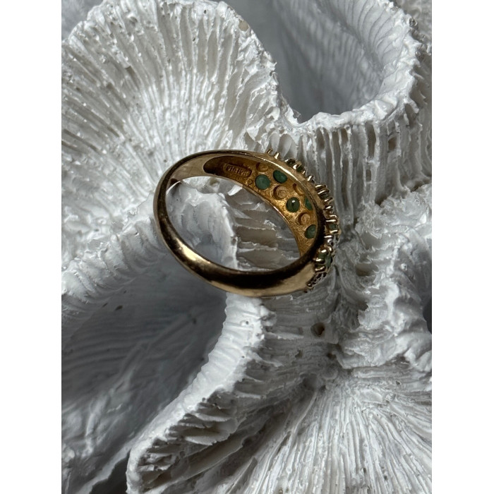 10K YELLOW GOLD RING EMERALD & DIAMOND SIZE 6
