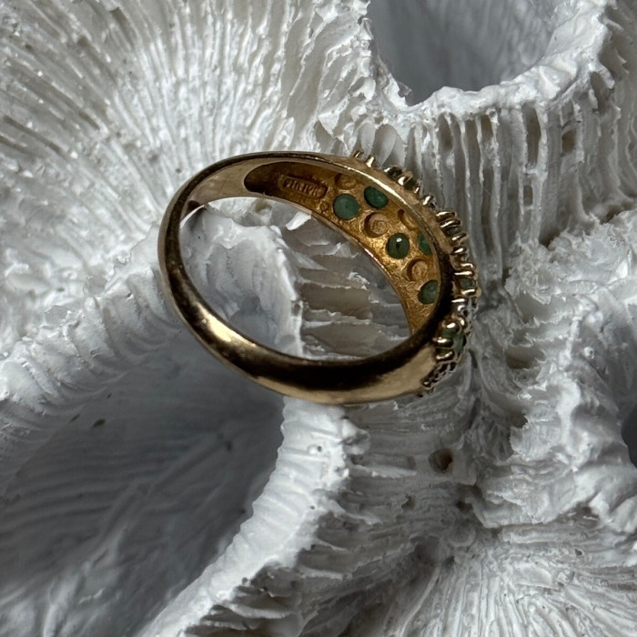 10K Yellow Gold Ring Emerald & Diamond Size 6