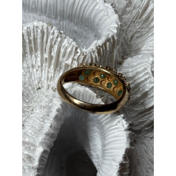 10K YELLOW GOLD RING EMERALD & DIAMOND SIZE 6