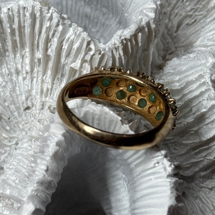 10K Yellow Gold Ring Emerald & Diamond Size 6