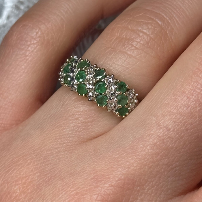 10K Yellow Gold Ring Emerald & Diamond Size 6