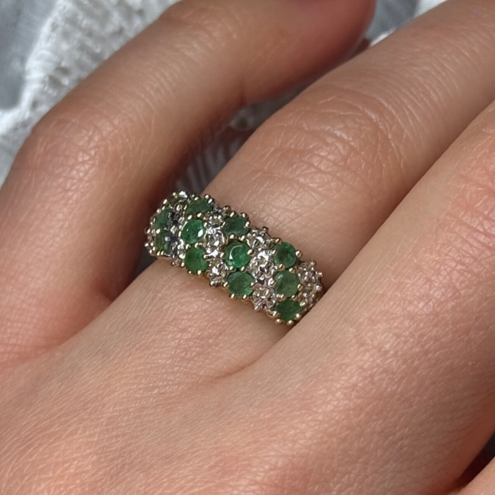 10K Yellow Gold Ring Emerald & Diamond Size 6