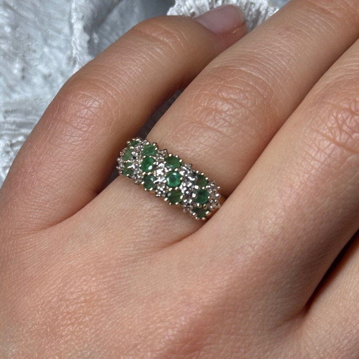 10K Yellow Gold Ring Emerald & Diamond Size 6