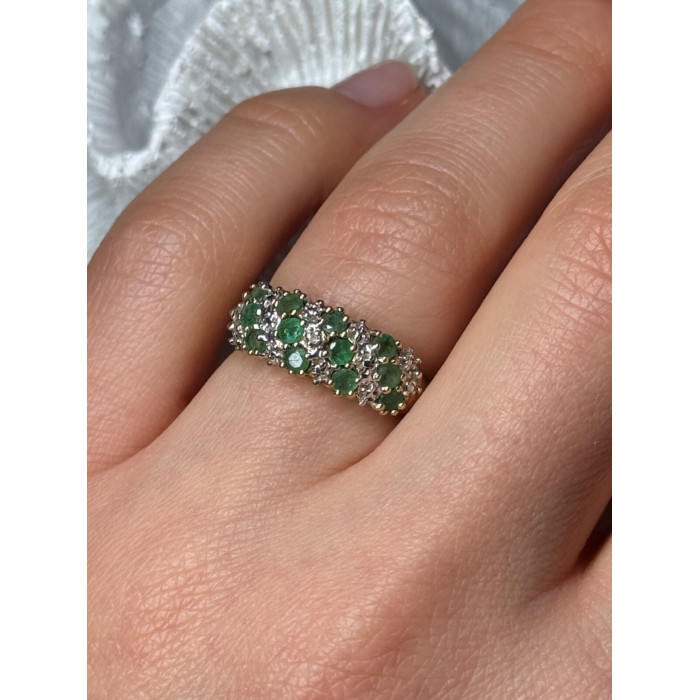 10K YELLOW GOLD RING EMERALD & DIAMOND SIZE 6