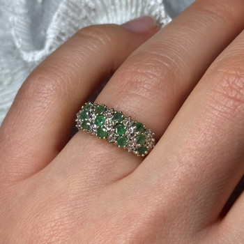 10K Yellow Gold Ring Emerald & Diamond Size 6