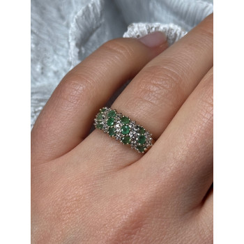 10K YELLOW GOLD RING EMERALD & DIAMOND SIZE 6