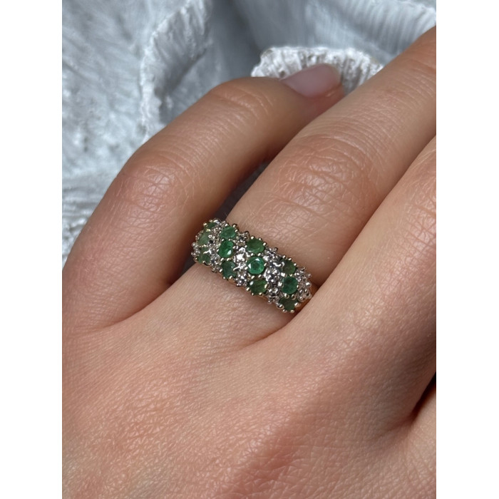 10K YELLOW GOLD RING EMERALD & DIAMOND SIZE 6