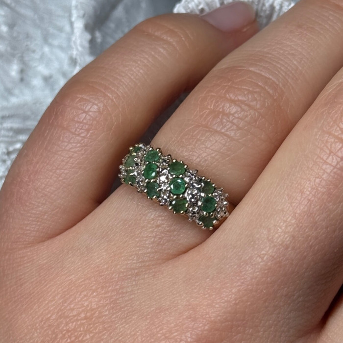 10K Yellow Gold Ring Emerald & Diamond Size 6