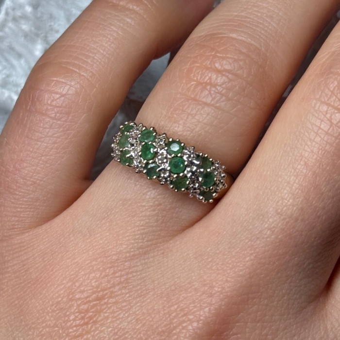 10K Yellow Gold Ring Emerald & Diamond Size 6