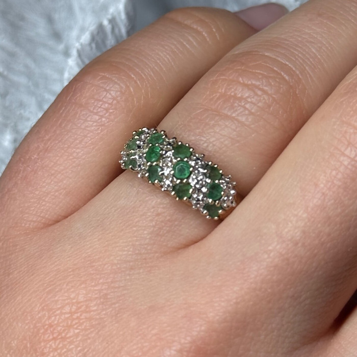 10K Yellow Gold Ring Emerald & Diamond Size 6
