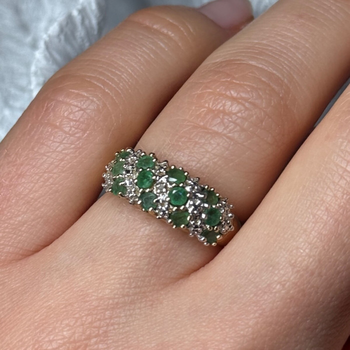 10K Yellow Gold Ring Emerald & Diamond Size 6