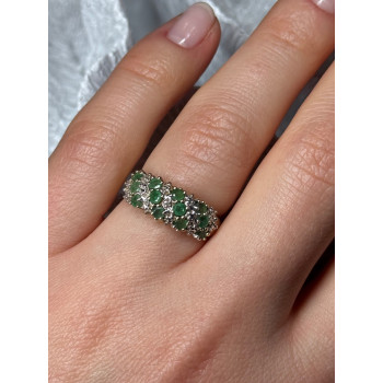 10K YELLOW GOLD RING EMERALD & DIAMOND SIZE 6